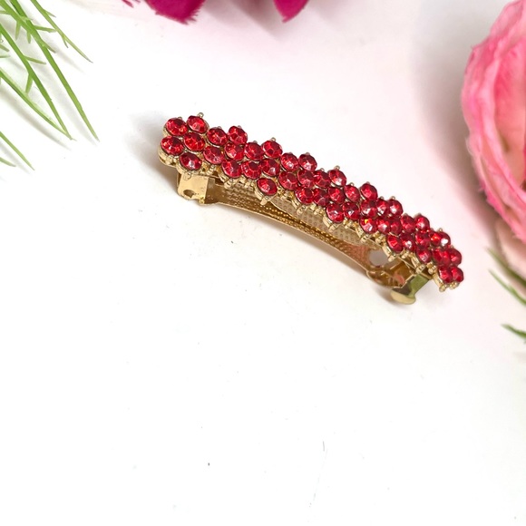 NEW⚜️Red Crystal Cluster Long Hair Clip - Picture 3 of 6